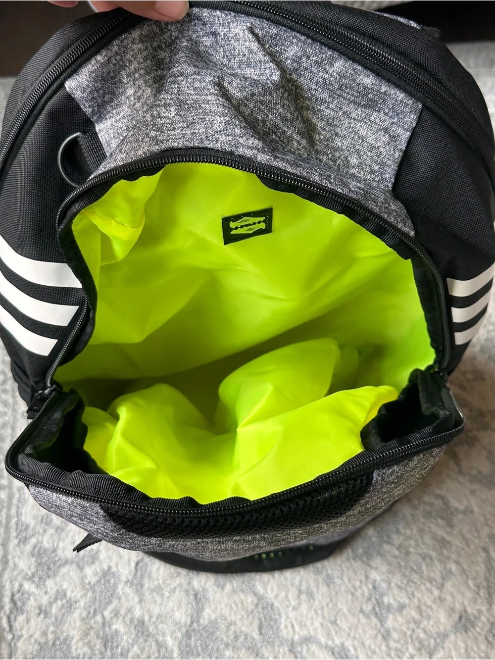 Adidas Stadium 3 Black and Heather Gray Athletic Sport Ball Backpack